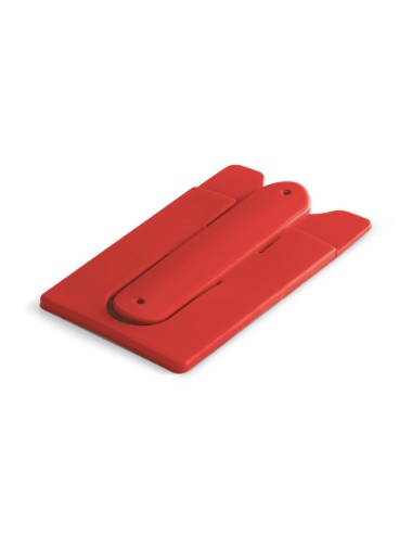 Porte-cartes en silicone pour smartphone, avec autocollant au verso et support flexible. 57 x 96 x 5 mm
