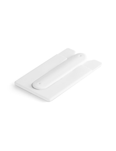 Porte-cartes en silicone pour smartphone, avec autocollant au verso et support flexible. 57 x 96 x 5 mm