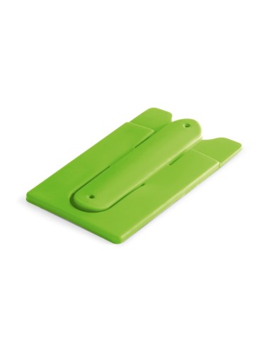 Porte-cartes en silicone pour smartphone, avec autocollant au verso et support flexible. 57 x 96 x 5 mm