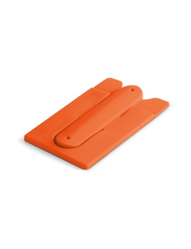 Porte-cartes en silicone pour smartphone, avec autocollant au verso et support flexible. 57 x 96 x 5 mm