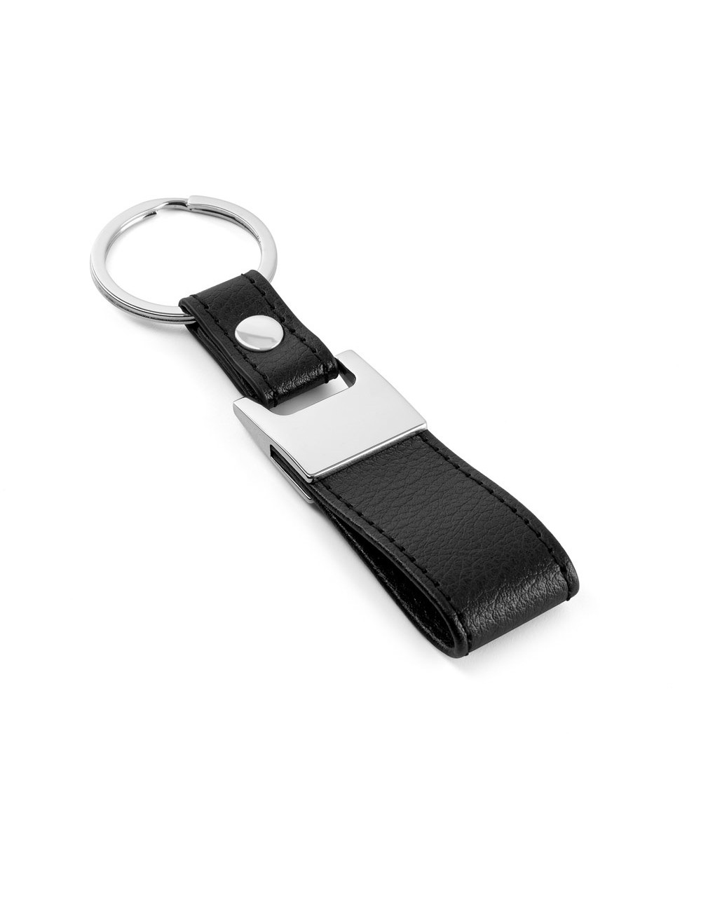 Porte-clés rond en métal et simili cuir. Livré sous coffret cadeau.21 x 100 x 11 mm