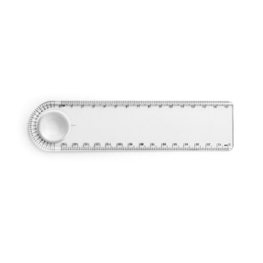 Règle transparente avec une échelle de 15 cm imprimée et avec loupe. 185 x 45 x 3 mm