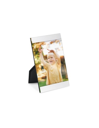 Cadre photo en aluminium avec support d'appui. 100 x 155 x 4 mm | Photo: 100 x 121 mm
