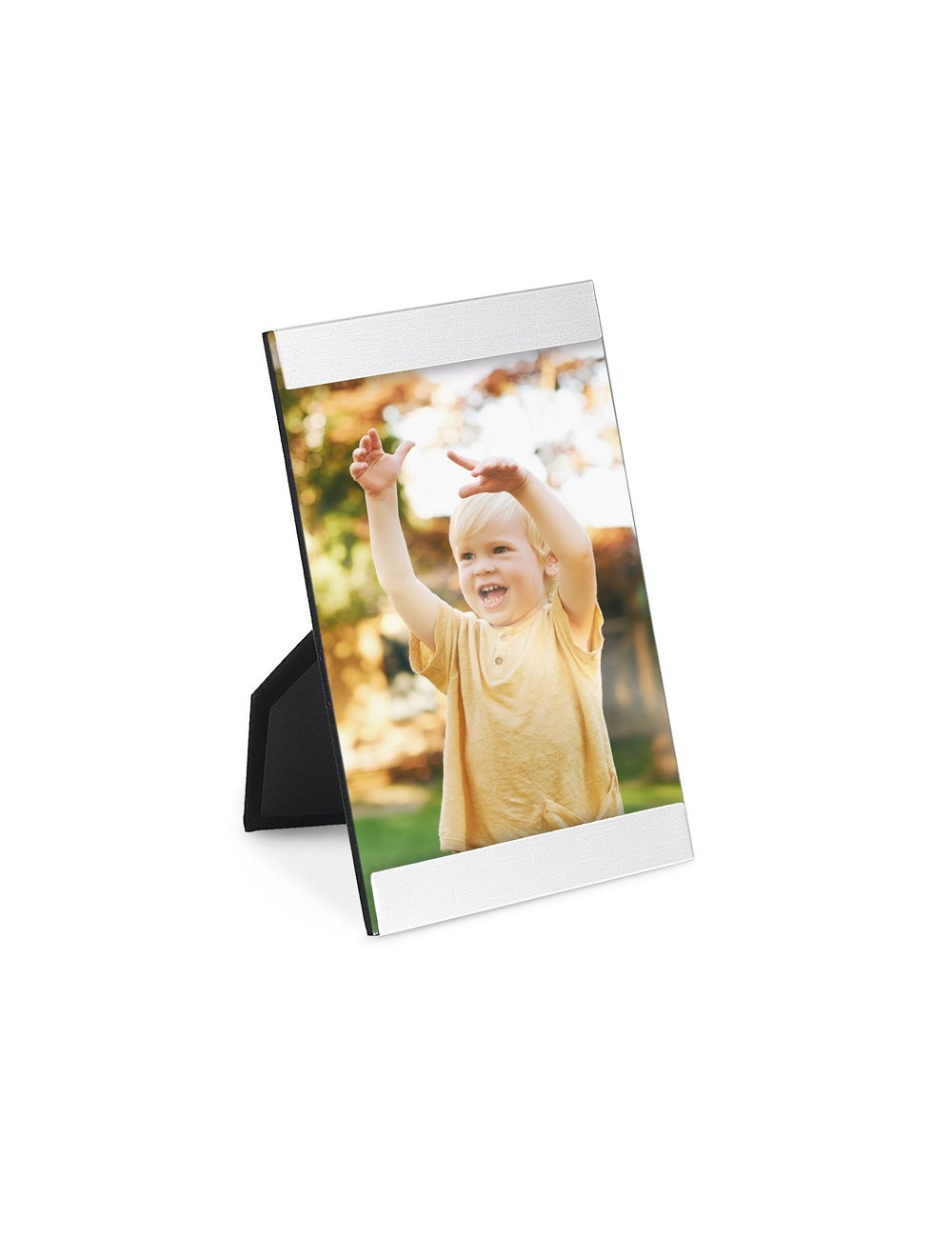 Cadre photo en aluminium avec support d'appui. 100 x 155 x 4 mm | Photo: 100 x 121 mm
