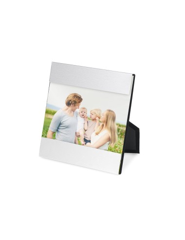Cadre photo en aluminium avec support d'appui. 135 x 135 x 4 mm | Photo: 135 x 75 mm