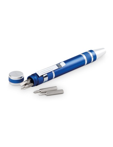 Kit d'outils en forme de stylo possédant 8 embouts amovibles différents. Outil pratique permettant le rangements des embouts dan