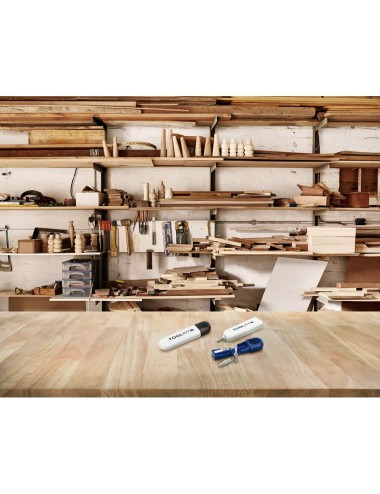 Kit de mini tournevis en PS avec 4 embouts amovibles différents avec possibilité de ranger les pièces dans le corps du produit. 