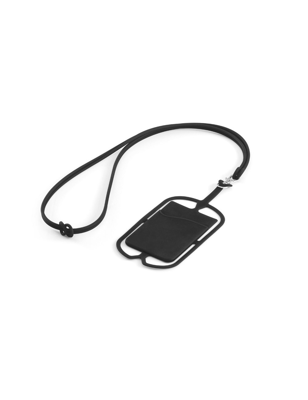 Porte-cartes en silicone. Avec lanyard et support pour smartphone.Étui: 57 x 86 x 4 mm | Lanyard: 420 mm