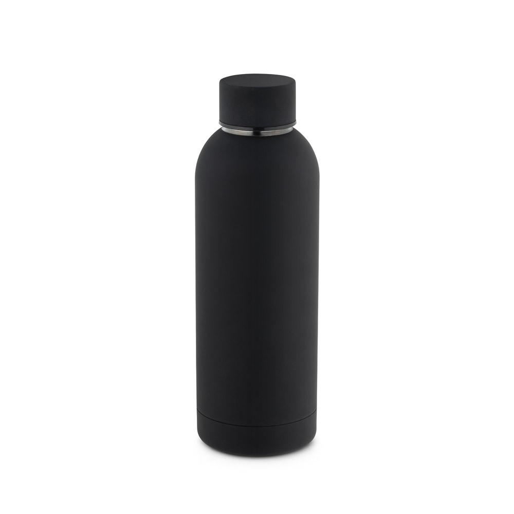 Growler Gourde Isotherme Acier Inoxydable 64 Oz – Bouchon Simple, Noir Caoutchouté