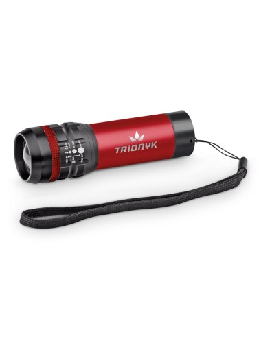 Lampe de poche en aluminium avec fonction zoom avec 3 modes d'éclairage, lampe LED 1 W et poignée. Inclus 3 piles AAA. Livré dan