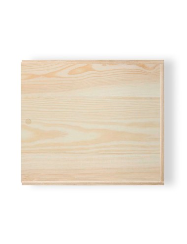 Boîte en contreplaqué avec couvercle coulissant, dans la même matière. 330 x 290 x 105 mm