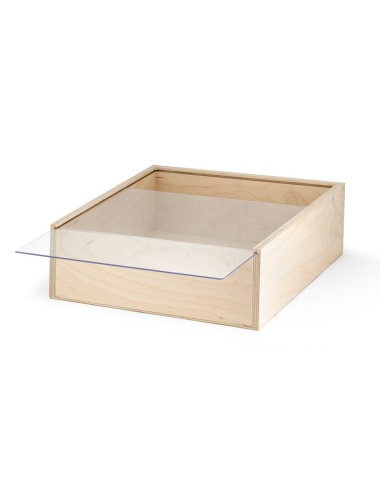 Boîte en contreplaqué avec couvercle coulissant en acrylique. 330 x 290 x 105 mm