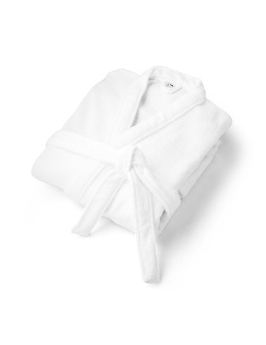 Peignoir de bain (350 g/m²) en coton (82%) et coton recyclé (18%).Touché doux, avec 1 ceinture de réglage et 2 poches (1 de chaq