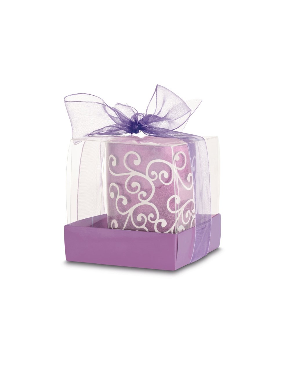 Bougie. Dans un bougeoir en verre. Box: 56 x 65 x 56 mm