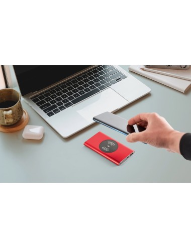 Batterie portable et chargeur sans fil en aluminium avec batterie au lithium polymère. Contient une capacité de 4 000 mAh et une
