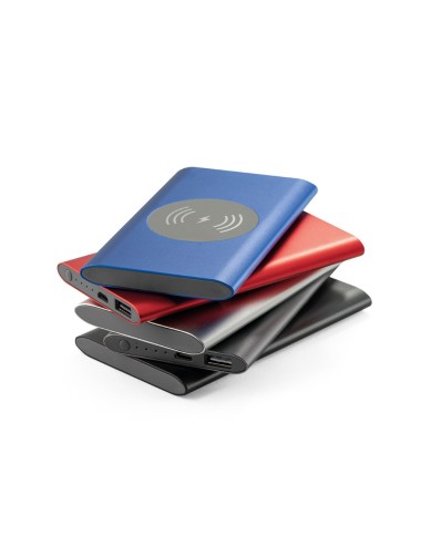 Batterie portable et chargeur sans fil en aluminium avec batterie au lithium polymère. Contient une capacité de 4 000 mAh et une