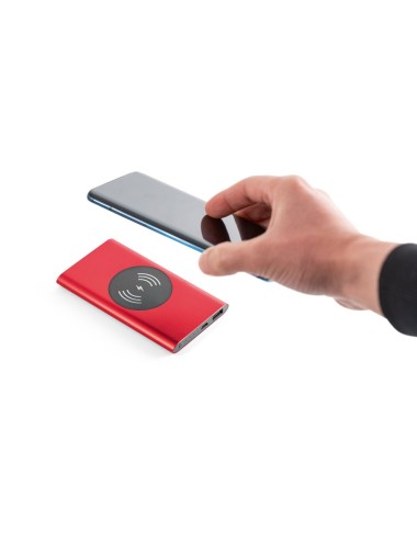 Batterie portable et chargeur sans fil en aluminium avec batterie au lithium polymère. Contient une capacité de 4 000 mAh et une