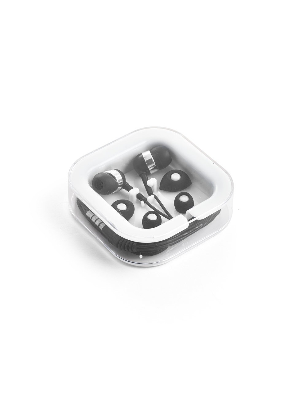 Écouteurs avec microphone intégré et câble de 1.20 m avec connexion stéréo de 3.5 mm. Comprend 2 paires supplémentaires d'oreill
