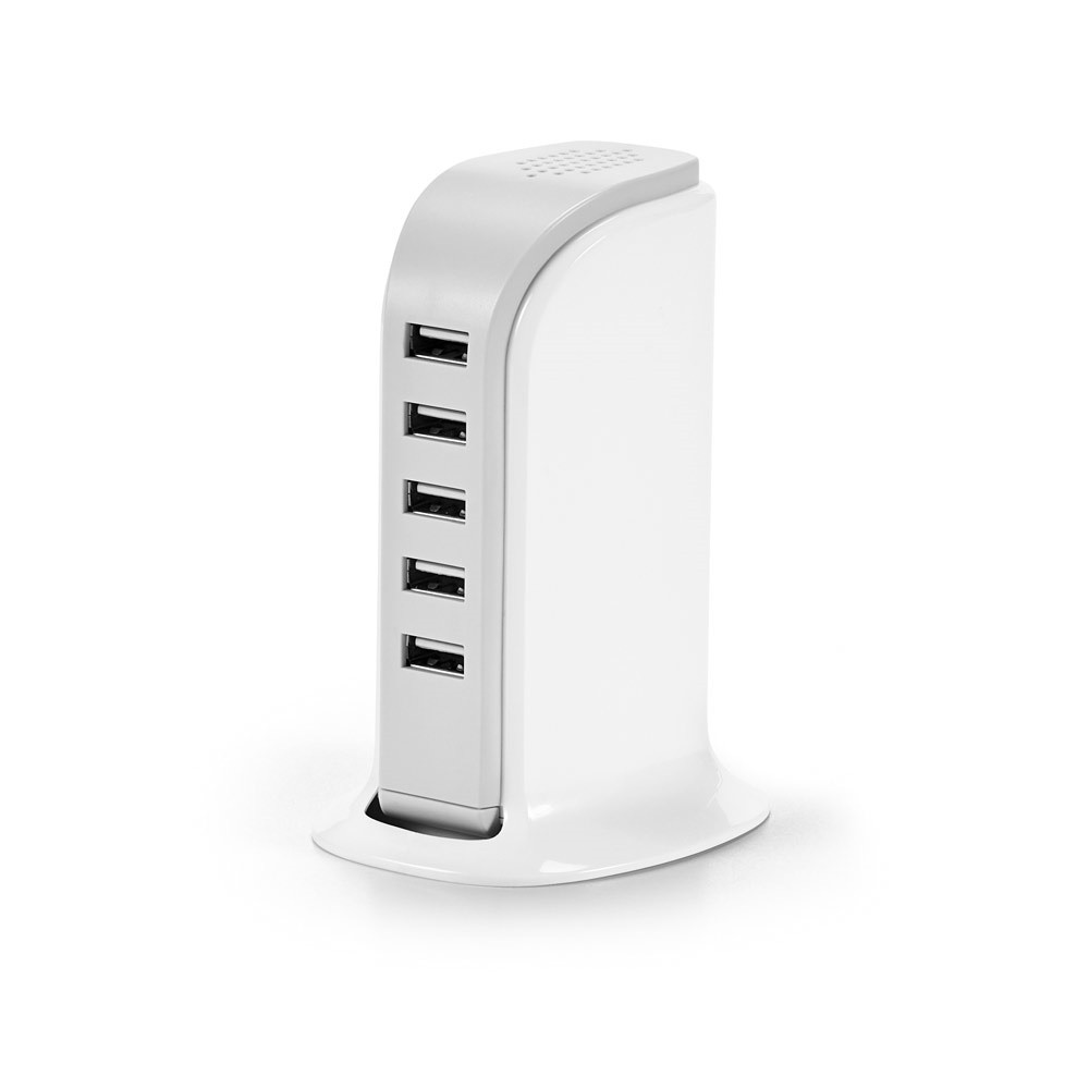 Station de chargement USB en ABS avec 5 sorties 5V/4A Contient un câble de 1.5 m. 65 x 110 x 80 mm