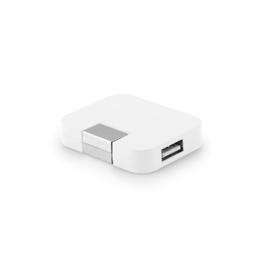 HUB USB 2'0. avec 4 ports pour connecter jusqu'à 4 appareils mobiles. 52 x 41 x 12 mm