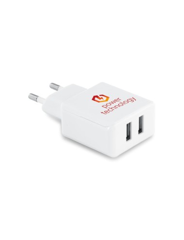 Adaptateur USB en ABS avec 2 sorties 5V/1-2'1A. 62 x 42 x 23 mm