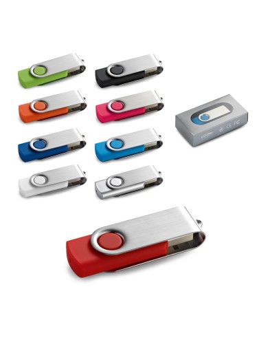 Clé USB de 8Go avec finition caoutchoutée et clip métal. Livré sous boîte. 56 x 19 x 10 mm | Coffret: 86 x 45 x 20 mm