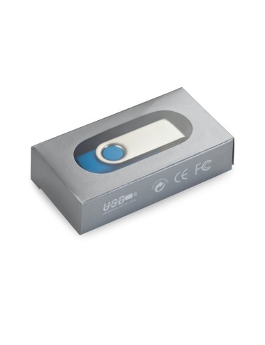 Clé USB de 8Go avec finition caoutchoutée et clip métal. Livré sous boîte. 56 x 19 x 10 mm | Coffret: 86 x 45 x 20 mm
