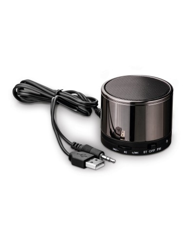 Enceinte avec transmission bluetooth et microphone. L'enceinte a une transmission bluetooth 4'0 de 3 W avec une portée de 10 m. 