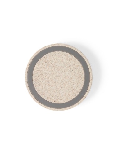 Chargeur sans fil en ABS et fibre de paille de blé. La puissance de chargement est de 5W, avec une entrée 5V/2A. La base contien