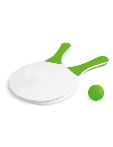 Raquettes de plage en MDF avec balle incluse. Poignées et boule colorées. ø190 x 330 x 5 mm