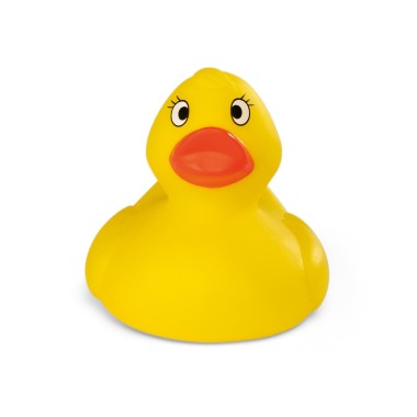Canard en caoutchouc PVC jaune, idéal pour jouer dans l'eau. 70 x 72 x 80 mm