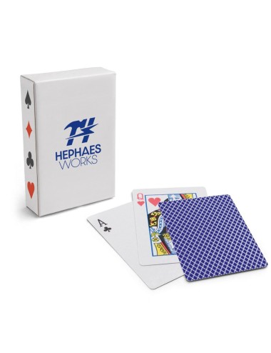 Jeu de 54 cartes en papier plastifié et livré dans une boîte en papier. 89 x 59 x 17 mm