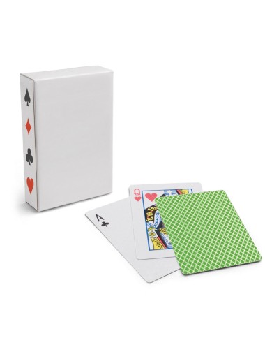 Jeu de 54 cartes en papier plastifié et livré dans une boîte en papier. 89 x 59 x 17 mm