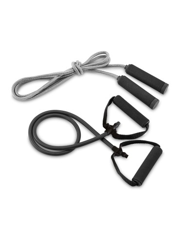 Kit fitness. Inclus elastique et corde à sauter. Livré avec housse en 190T Housse: 210 x 270 mm