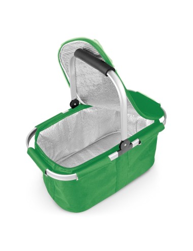 Panier pique-nique pliable en 600D. Contient une double fermeture et un intérieur doublé. Panier avec structure en aluminium amo