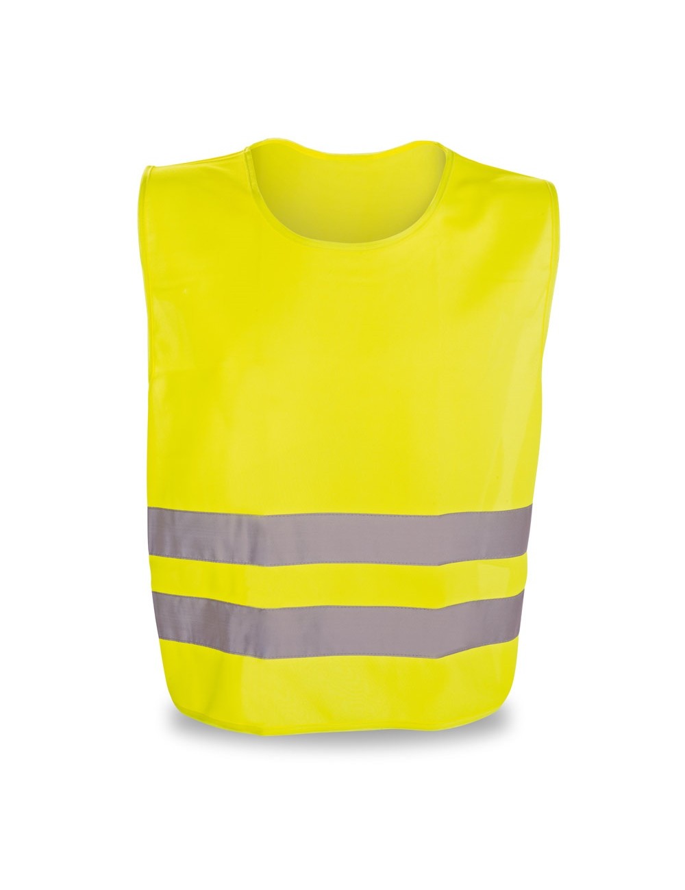 Gilet haute visibilité 100% polyester certifié norme EN 17353. Gilet réfléchissant avec 2 bandes réfléchissantes horizontales et