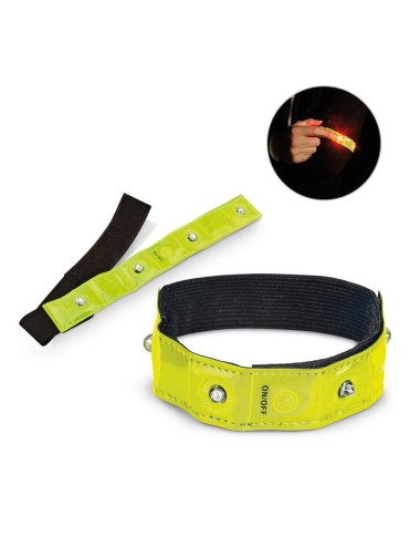 Brassière réfléchissante avec 4 LED rouges, fonction flash. Réglable avec fermeture velcro. 30 x 410 mm