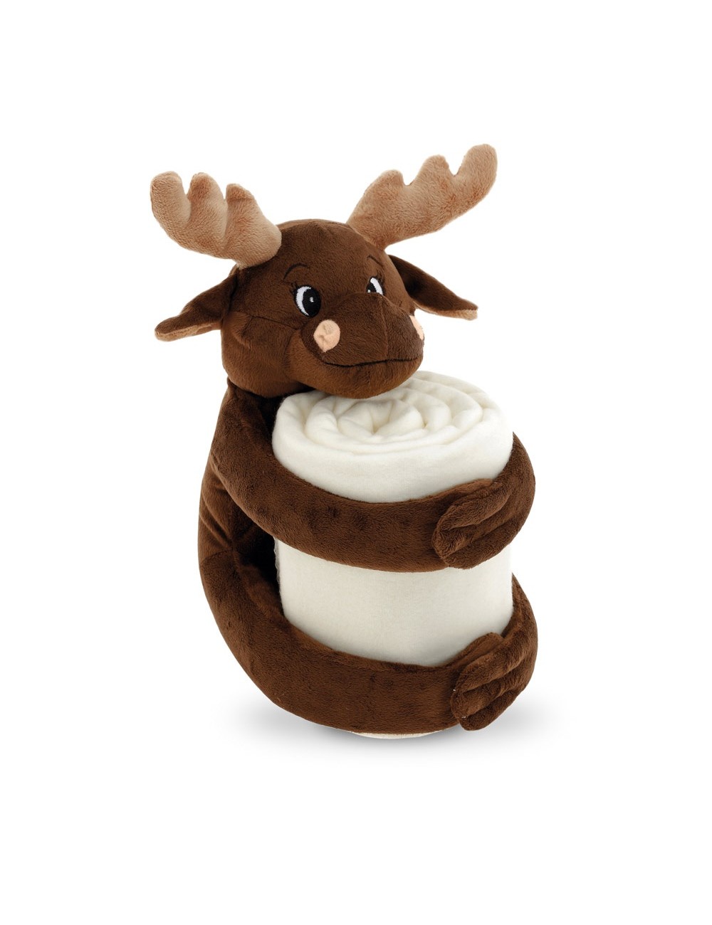 Couverture polaire (180 g/m²) avec peluche en forme de renne. Couverture: 1200 x 800 mm | Peluche: 200 x 245 mm