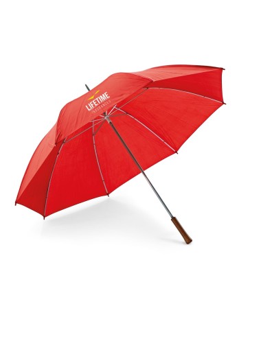 Parapluie de golf en polyester 190T et poignée en bois. Ouverture manuelle. ø1270 x 965 mm