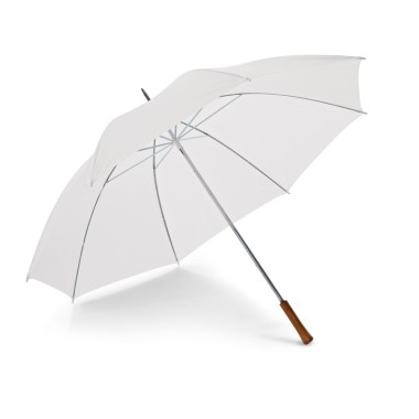 Parapluie de golf en polyester 190T et poignée en bois. Ouverture manuelle. ø1270 x 965 mm