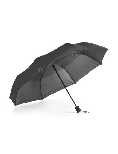 Parapluie pliable (en 3 sections) en polyester 190T et a une ouverture automatique. Disponible dans une large gamme de couleurs.