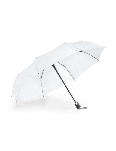 Parapluie pliable (en 3 sections) en polyester 190T et a une ouverture automatique. Disponible dans une large gamme de couleurs.