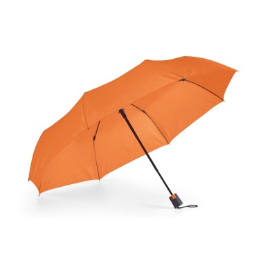 Parapluie pliable (en 3 sections) en polyester 190T et a une ouverture automatique. Disponible dans une large gamme de couleurs.