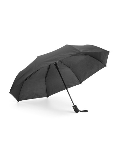 Parapluie pliable en 190T et poignée caoutchoutée. Ce produit est pliable en 3 parties et coupe-vent avec ouverture automatique.