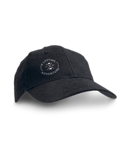 Casquette 100% coton canevas avec 6 panneaux et trous d'aération (220 g/m²). Ajustable avec boucle en métal. Taille: 580 mm