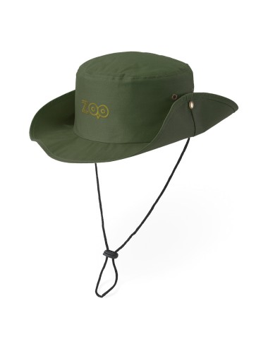 Chapeau type safari en 100% polyester avec trous d'aération et cordon ajustable (160 g/m²). Taille: 580 mm