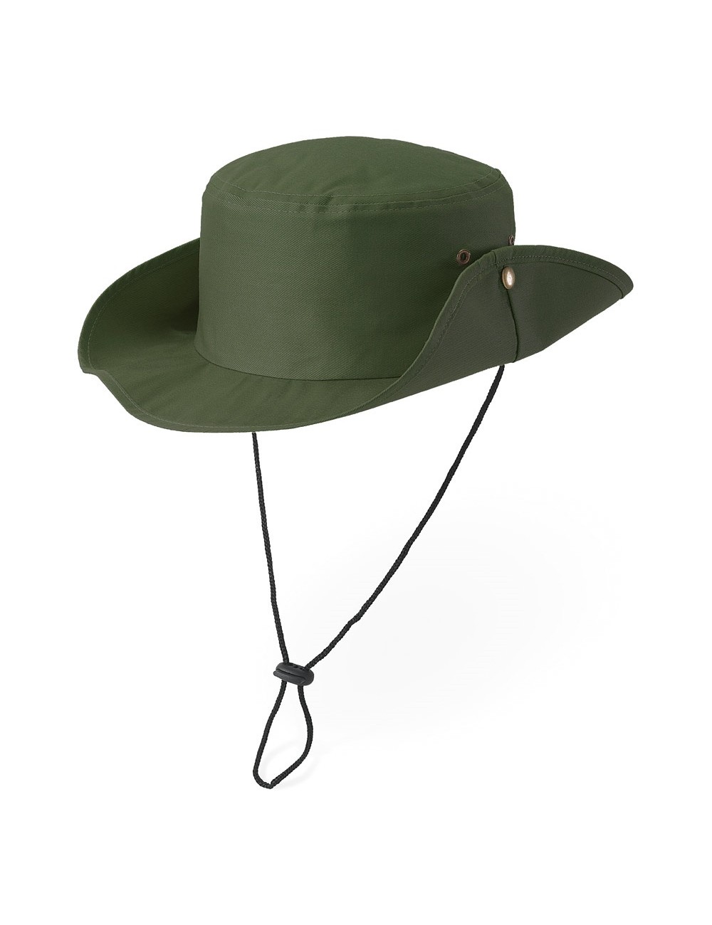 Chapeau type safari en 100% polyester avec trous d'aération et cordon ajustable (160 g/m²). Taille: 580 mm