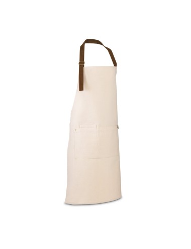 Tablier en toile 100% coton (320 g/m²) avec détails en métal. Avec 3 poches multifonctionnelles et une bande latérale (pour un s