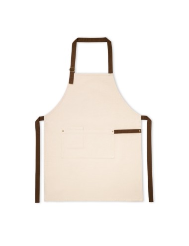 Tablier en toile 100% coton (320 g/m²) avec détails en métal. Avec 3 poches multifonctionnelles et une bande latérale (pour un s