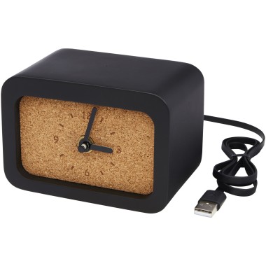Horloge de bureau Momento en calcaire à chargement sans fil